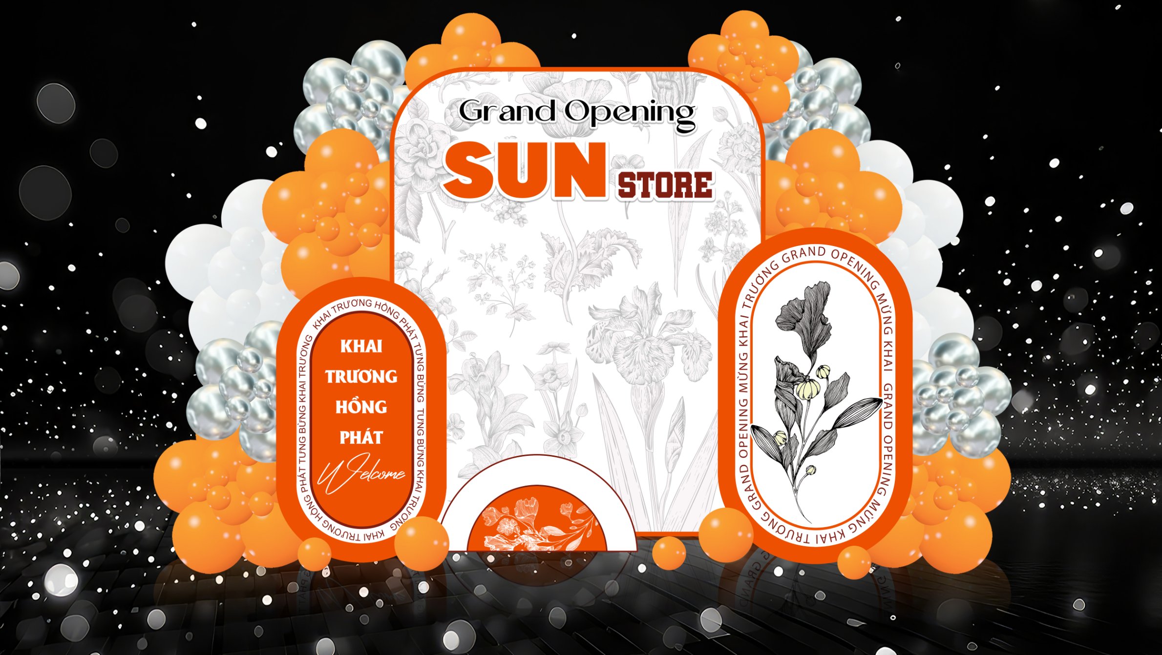 File thiết kế khai trương công ty, store tone cam sang trọng hot trend